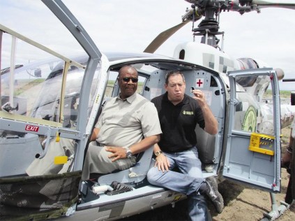 Ivor Ichikowitz (Ichikowitz Family Foundation, chairperson) and Dr David Mabunda (SANParks, CEO) prepare for liftoff.