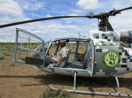 SANParks CEO, Dr David Mabunda in the new helicopter.