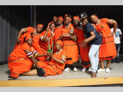 Basadi Ba Kgamaka from Bochum show off their trophy after they were named best dance group at the Performing Arts Against Youth Risky Behaviour event.