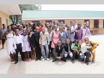 Phishego Primary School gr. 7 learners say a final farewell.