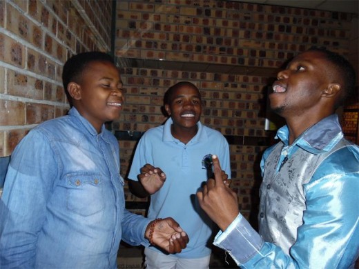Kutullo Maluleke, Andrew Makgoba and Katlego Modiba of the group Jesus Glad Tiding rehearse before facing judges during The Sing-Off SA auditions in Polokwane last Tuesday.
